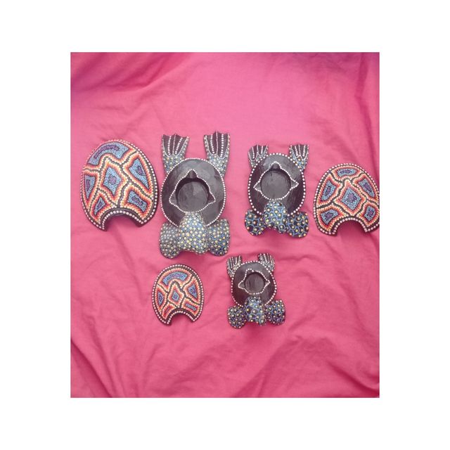 Tres decoración ceniceros turtoga de madera