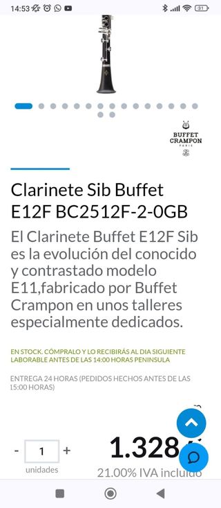 Clarinete Sib Buffet E12