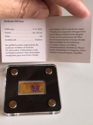Billete de 500€ en 1/500 oz de Oro