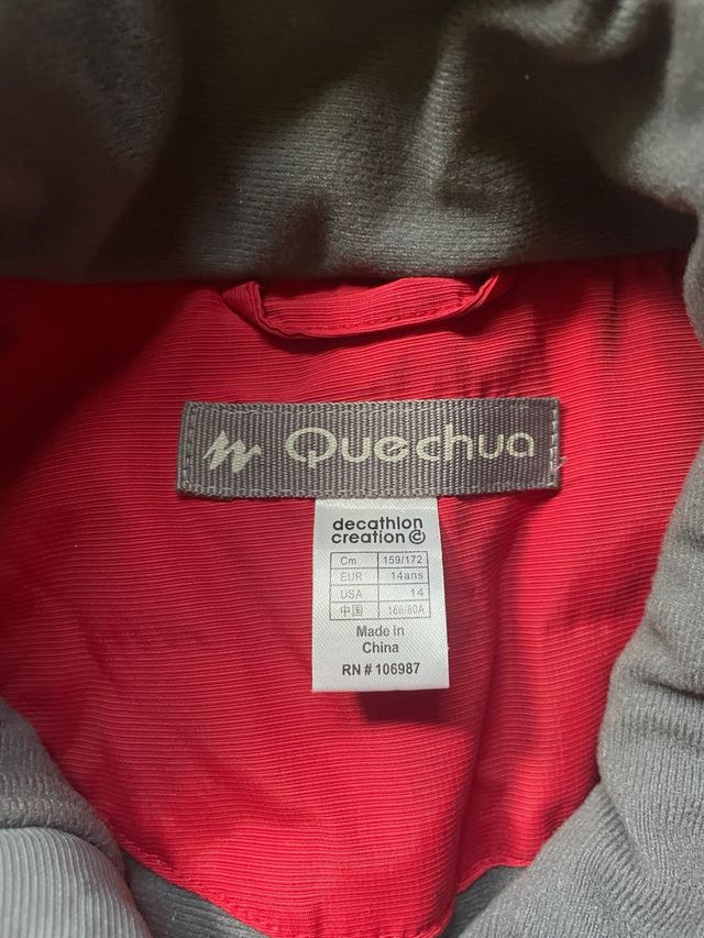 Cazadora Quechua roja talla 14 niño