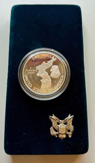 Moneda PLATA USA 1 Dolar 1991 Korea. Estuche