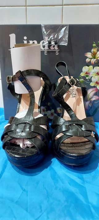 Sandalo donna nuovo tacco 12 plateau n37