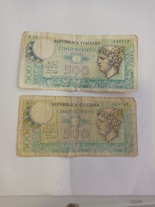 2 banconote da 500 lire