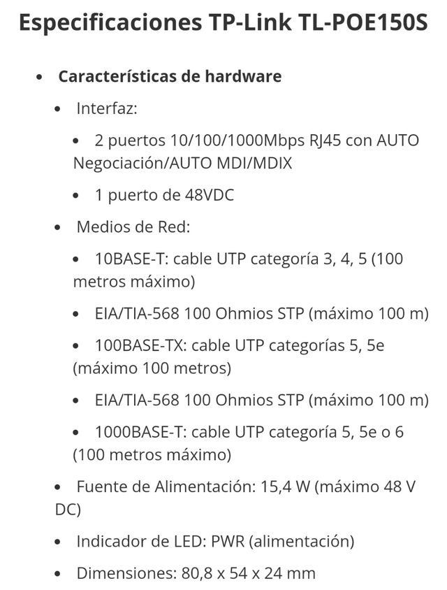 PoE TP-LINK TL-POE150S