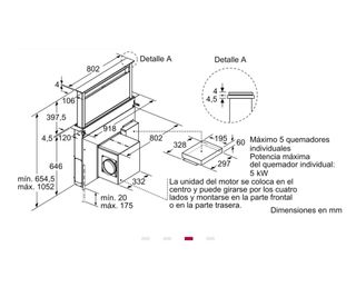 Extractor de encimera telescópico 90 cm