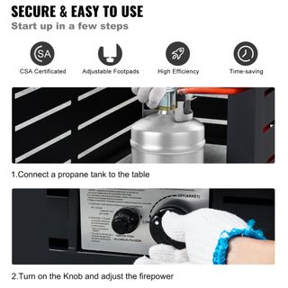 Tavolo da Braciere a Gas Propano Regolabile da Est