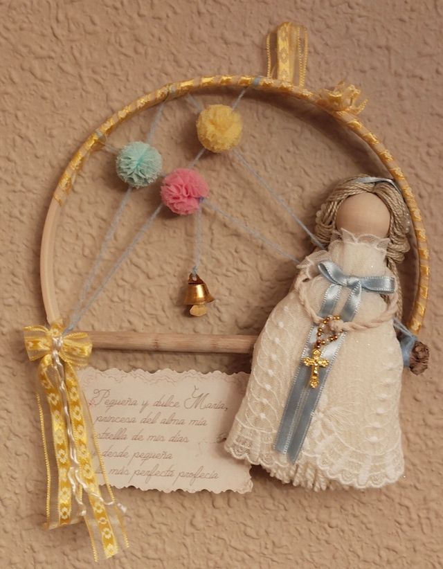 Macramé adorno de muñecas hilo,  comunión