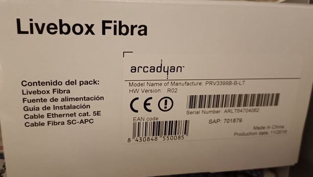 Router Livebox fibra Jazztel.Orange