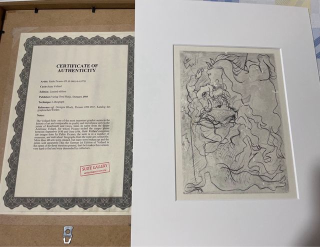 LITOGRAFIA DI PICASSO CERTIFICATO DI AUTENTICITÀ!