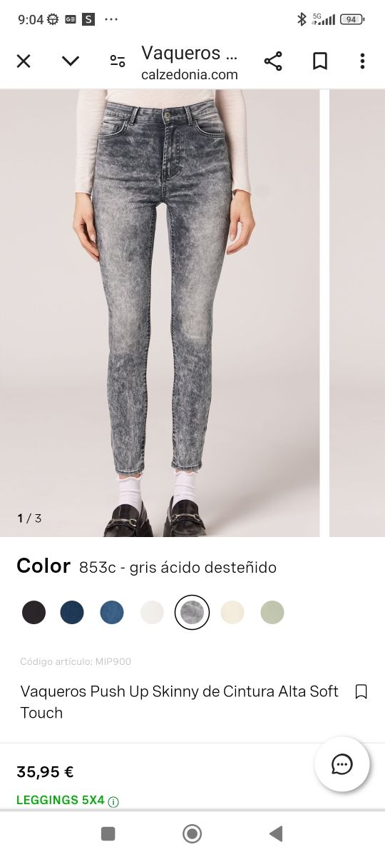 Pantalón push-up Calzedonia negro nuevo