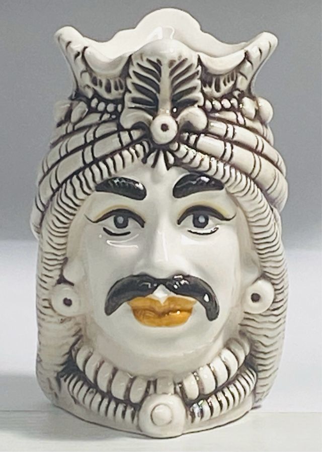 Testa di Moro Uomo Arabo Bianca Decorata