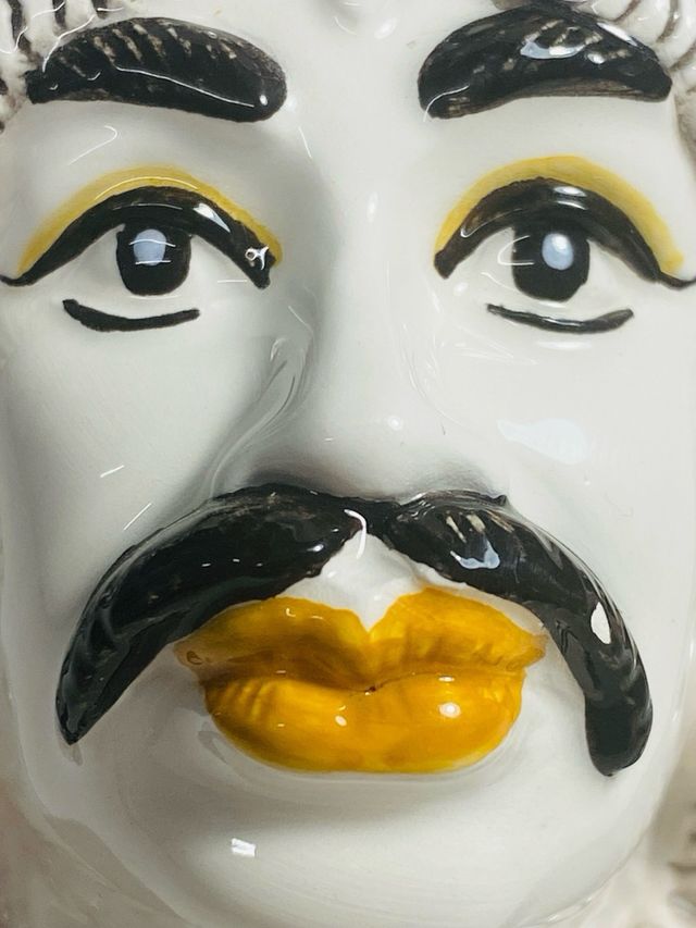 Testa di Moro Uomo Arabo Bianca Decorata