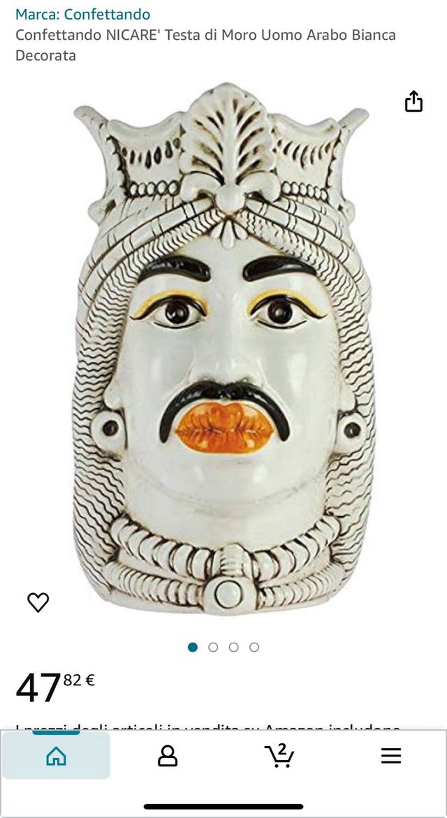 Testa di Moro Uomo Arabo Bianca Decorata