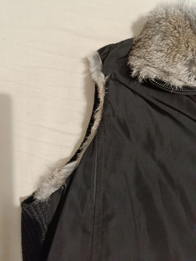 Chaleco imitación conejo gris negro