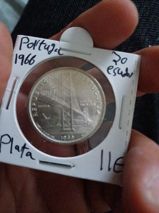 Moneda de plata 20 escudos portugal