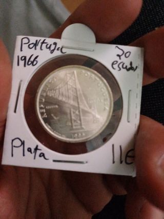Moneda de plata 20 escudos portugal