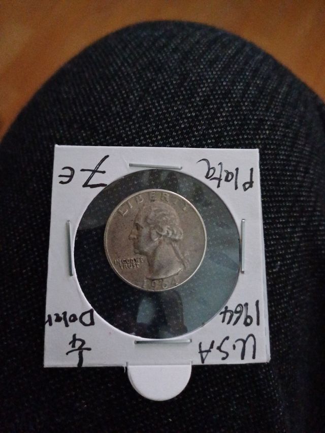Moneda de plata quarter dolar 1964