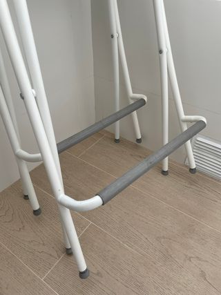 2X TABURETE 63 CM PLEGABLE Y COJÍN BEIGE