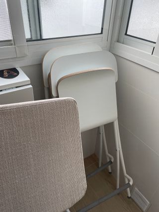 2X TABURETE 63 CM PLEGABLE Y COJÍN BEIGE