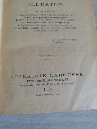 Dictionnaire Complet Ilusstré Año 1905