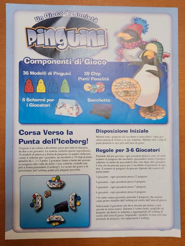 Gioco da tavolo i Pinguini di Reiner Knizia