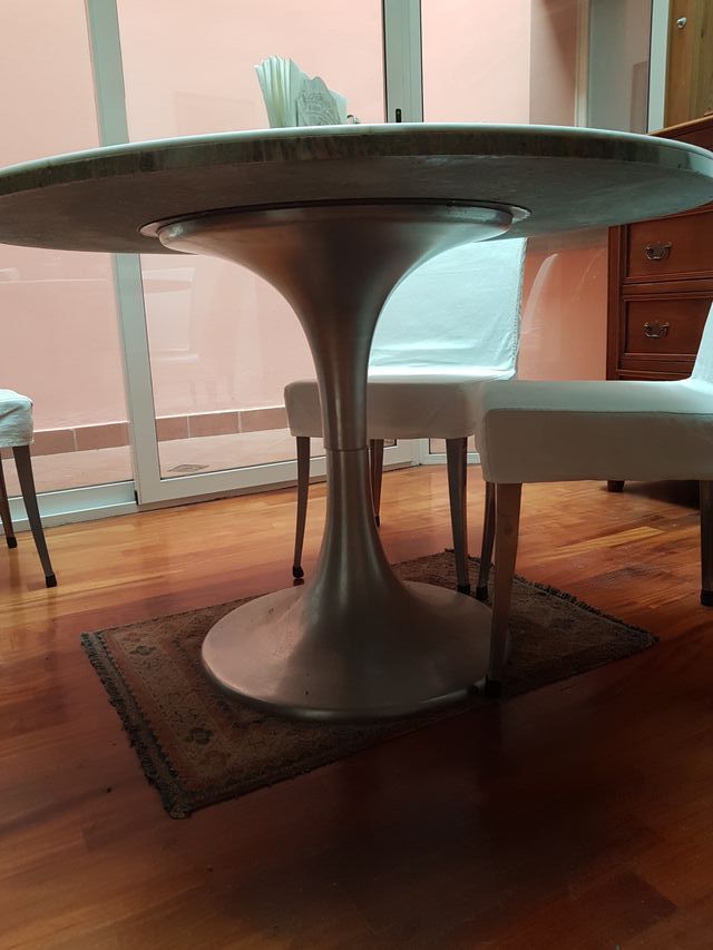 TAVOLO DESIGN ANNI '60 IN MARMO CARRARA PREGIATO