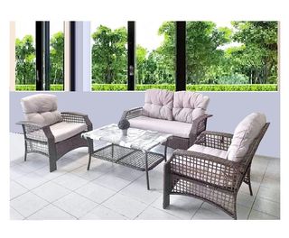 Conjunto en ratan cruzado para jardín