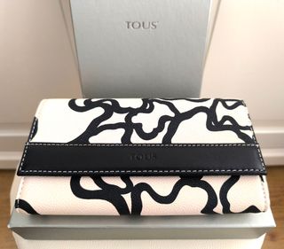 Cartera Tous piel logo osos beige/negro