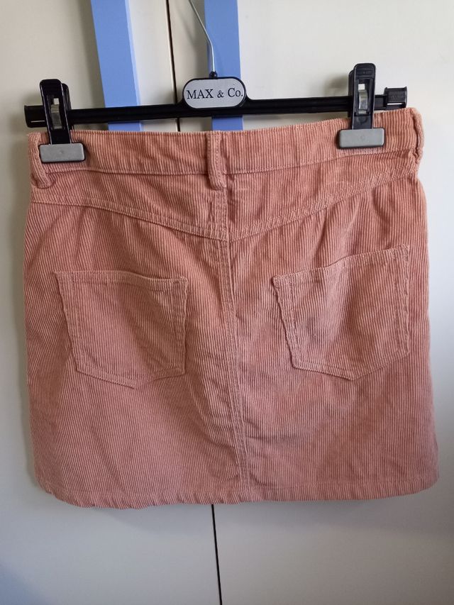 Gonna rosa pesco a costine velluto tg M