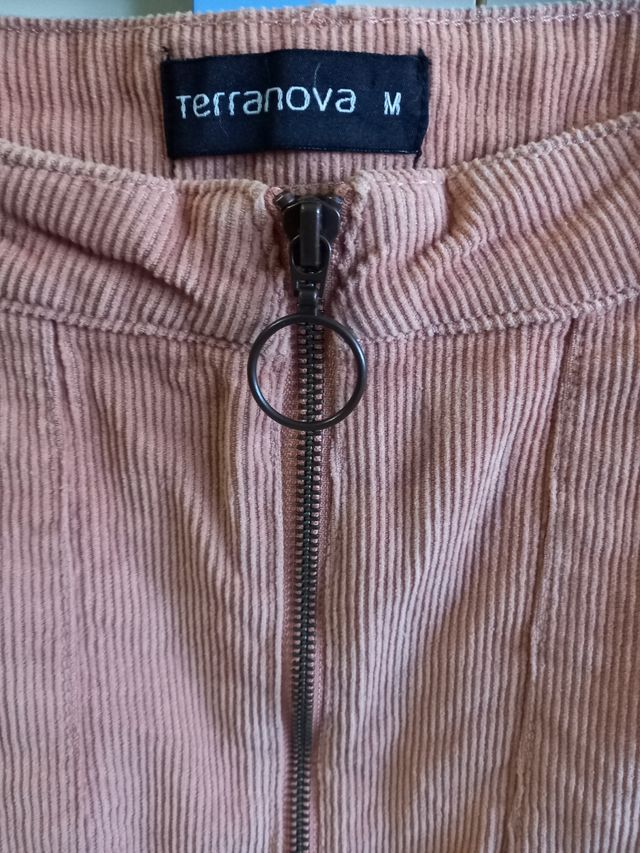 Gonna rosa pesco a costine velluto tg M