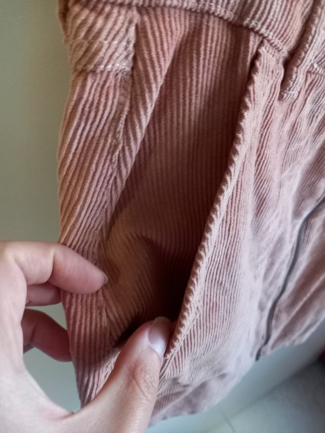 Gonna rosa pesco a costine velluto tg M