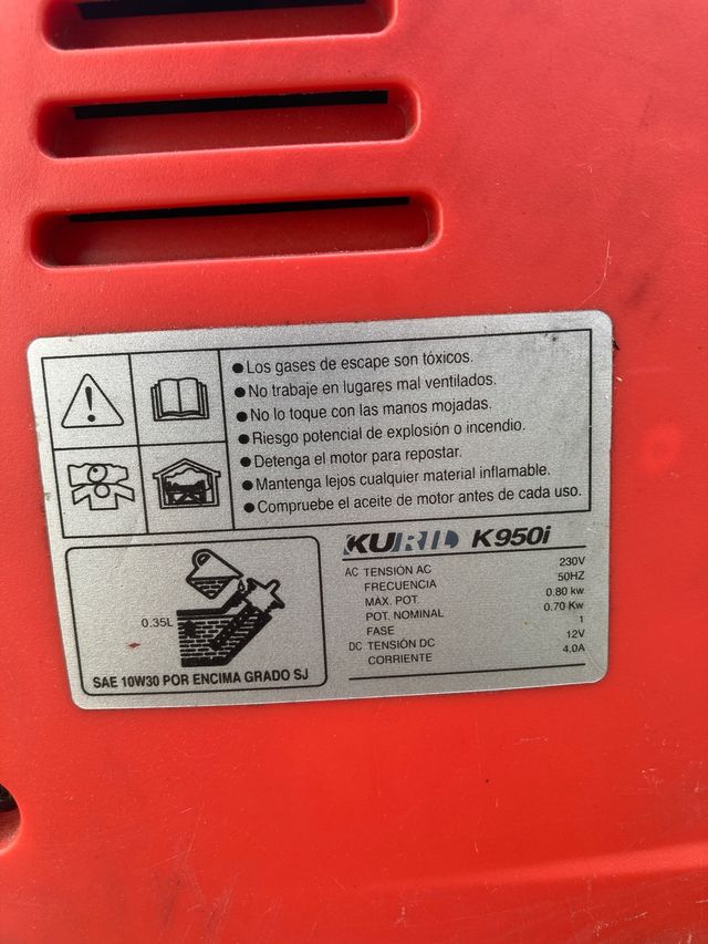 Generador gasolina para casa o camper K 950i