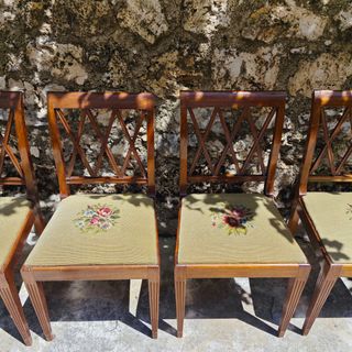 ✅Conjunto de 6 sillas de caoba y punto de⭐⭐⭐⭐⭐