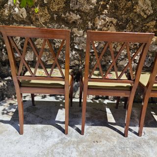 ✅Conjunto de 6 sillas de caoba y punto de⭐⭐⭐⭐⭐