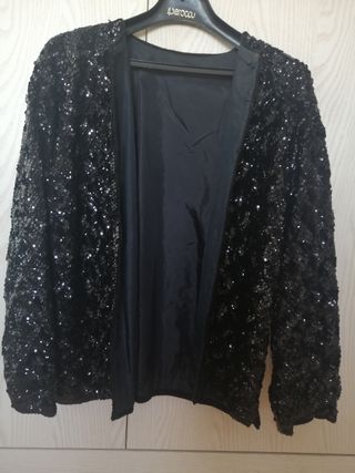 Chaqueta de fiesta de lentejuelas en negro