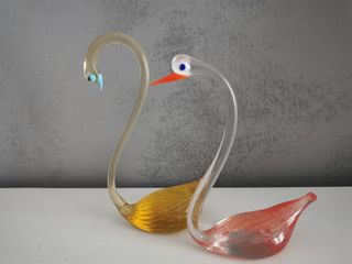 Coppia di cigni di Murano anni '70