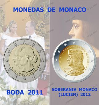 🇲🇨 MÓNACO MONEDA 2€ EUROS 2011-12 BODA y LUCIEN