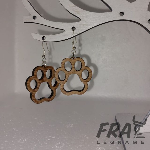 Orecchini Pendenti Zampa in Legno