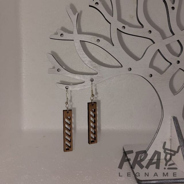 Orecchini Pendenti Rettangolo in Legno