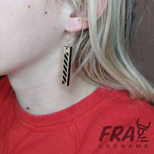 Orecchini Pendenti Rettangolo in Legno