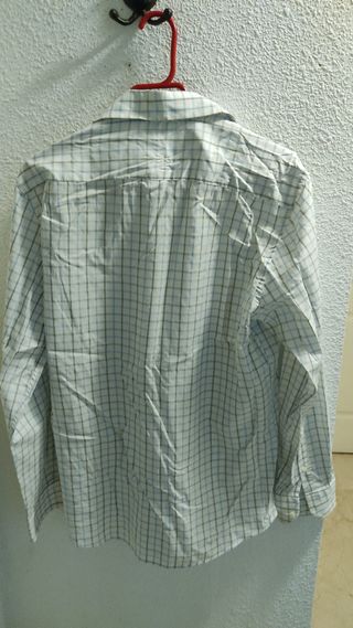 Camisa blanca cuadros. Hombre. L