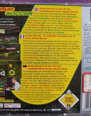 PSONE Actua Soccer Platinum 1997