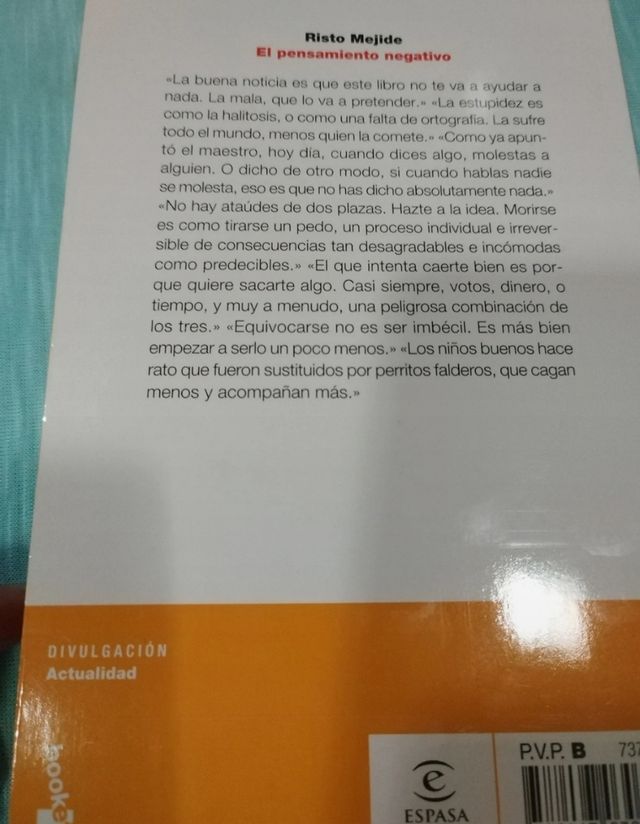 Libro Risto Mejide El pensamiento negativo