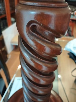 Pie de mesa madera, columna salomonica