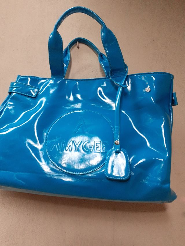 Borsa turchese lucida