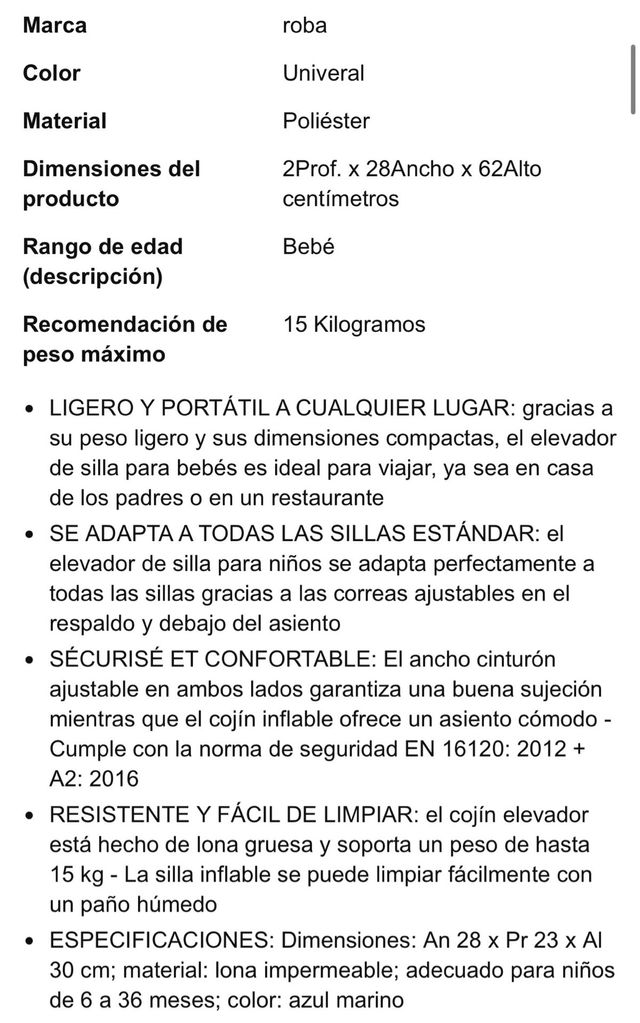 roba Alzador trona de Viaje para Bebé NUEVO!