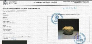Pieza Arqueologica con documentación. 