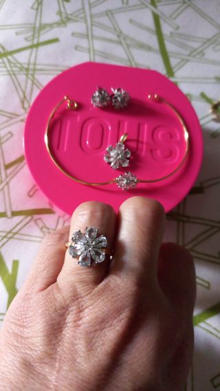 TOUS oro/titanio/topacios  conjunto completo