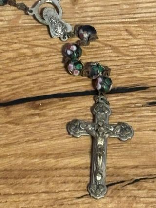 Vintage Cloisonne Collana Rosario Smaltato