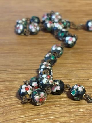 Vintage Cloisonne Collana Rosario Smaltato